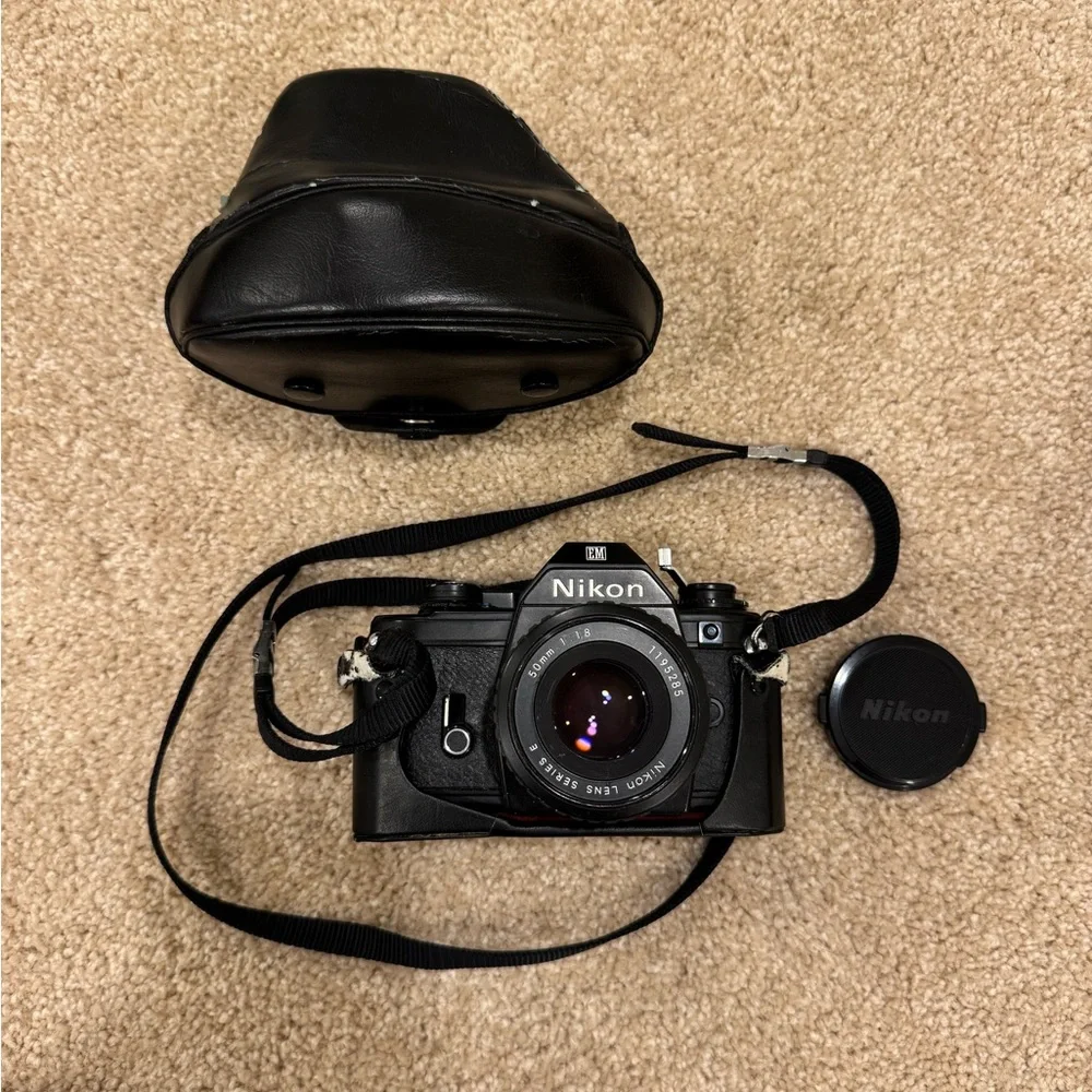 Nikon Black Professional Film Camera with Prime Lens